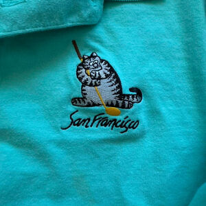Vintage crazy shirts 90s teal golf shirt 🐱